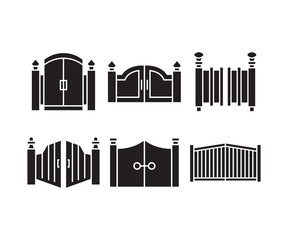 gate and fence icons set vector illustration