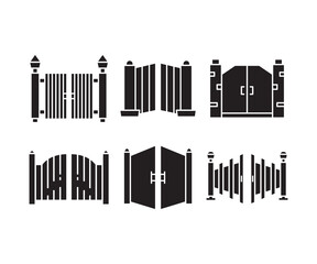 gate and fence icons set vector illustration