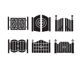 Obraz premium gate and fence icons set vector illustration