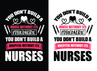 Nurse typography t-shirt design, vector illustration, element