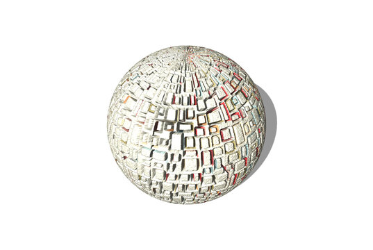3d render with abstract glass and metal sphere with scratched outlook illustration. 