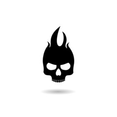 Silhouettes of Flaming Skull logo with shadow