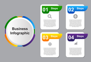 4 step colorful infographic element template. design for presentation.