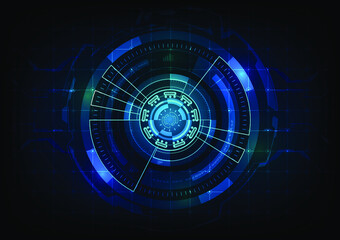 digital abstract circle on dark blue background technology communication circuit board design concept