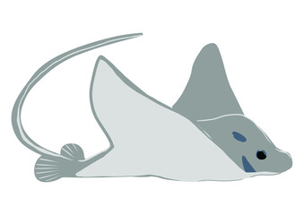 パステル調エイのキャラクターイラスト