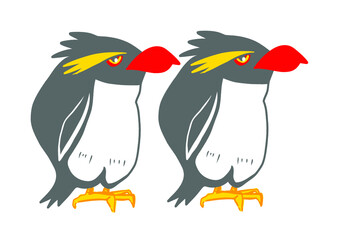 ２匹のイワトビペンギン主線なしパステル調イラスト