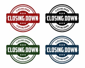 Obraz premium Closing down grunge rubber stamp on white background, vector illustration