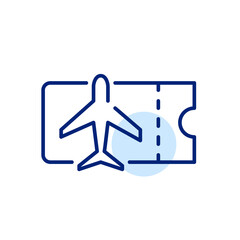 Airplane ticket. Boarding pass with a tear coupon. Pixel perfect, editable stroke line art icon