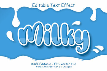 Milky editable Text effect 3 Dimension emboss cartoon style