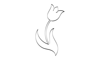 Simple flower tattoo outline. Flower Line Art Drawing for print or use as poster, card, flyer or T Shirt 