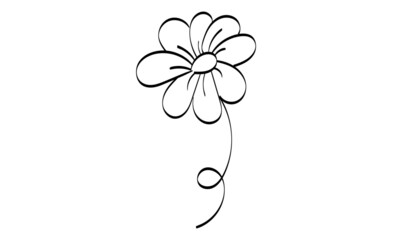 Simple flower tattoo outline. Flower Line Art Drawing for print or use as poster, card, flyer or T Shirt 