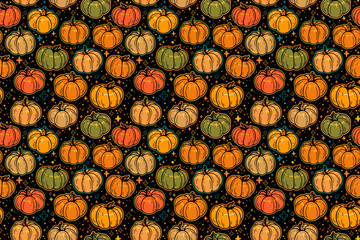 seamless illustration of ripe orange pumpkins