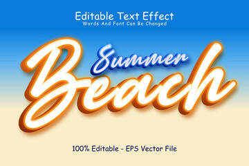 Summer beach editable Text effect 3 Dimension Emboss modern style