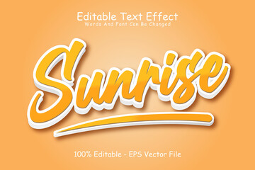 Sunrise editable Text effect 3 Dimension Emboss modern style