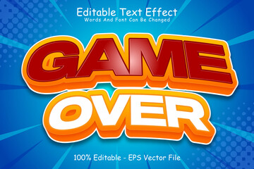 Game over editable Text effect 3 Dimension Emboss cartoon style