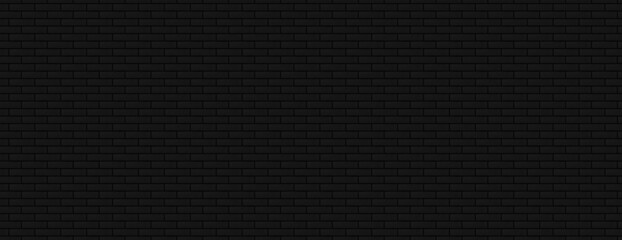 Plakat seamless panoramic black brick wall pattern for background