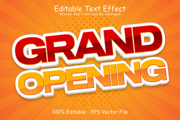 Grand opening editable Text effect 3 Dimension Emboss cartoon style