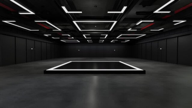 Motion Empty hall exhibition.Stage  for exhibition stands,booth,product.
Convention hall for conference,online.3D Background for entertainment,concert ,event,sports,live.Animation loop 4k.3D render.