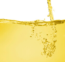 Beautiful wave of high viscosity of base oil and air bubble inside the oil isolated on white background. Used in automotive and industrial application. Used as wallpaper, industrial concept