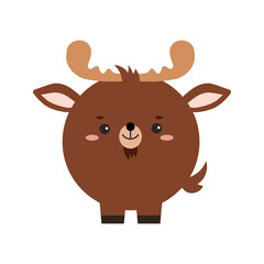 Obraz na płótnie Canvas Circle elk forest animal face with paws icon isolated on white background. Cute moose cartoon round shape kawaii kids avatar character. Vector flat clip art illustration mobile ui game application.