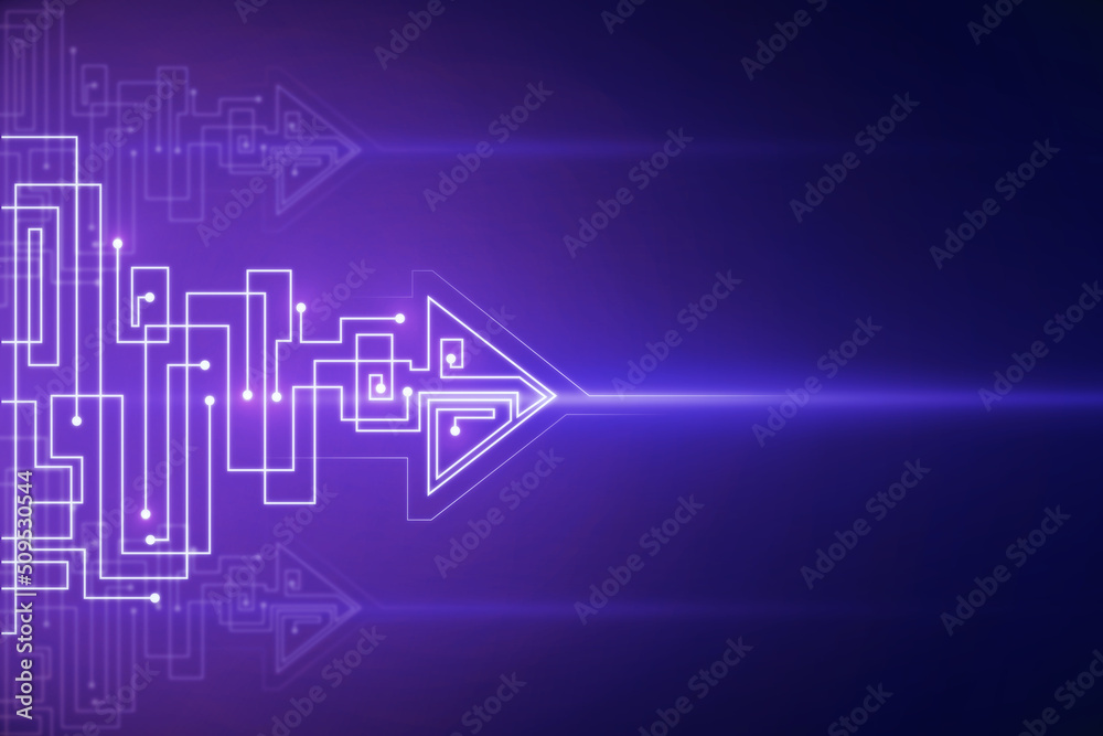 Poster Abstract digital backdrop with maze arrow and mock up place. Technology, data and growth concept. 3D Rendering.