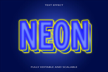 Neon editable Text effect 3 dimension emboss neon style