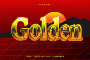 Golden Editable Text effect 3D emboss Retro style