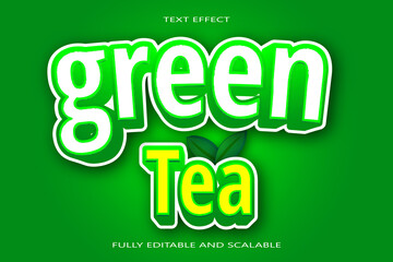 Green Tea Editable Text effect 3D emboss modern style