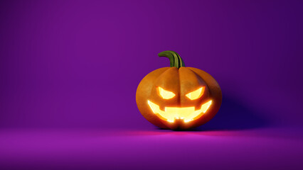 ハロウィーンのジャックオーランタンの背景画像。紫色背景。