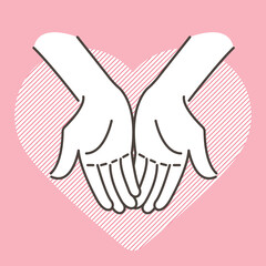 Vector illustration of two hands holding out palms