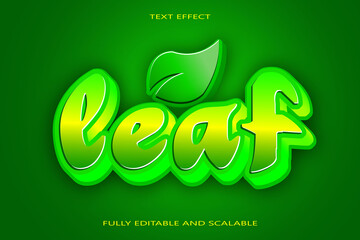 Leaf editable Text effect 3 Dimension emboss neon style