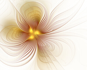 Abstract fractal golden brown flower  on white background