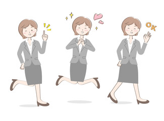 元気なスーツ姿の女性　バリエーション