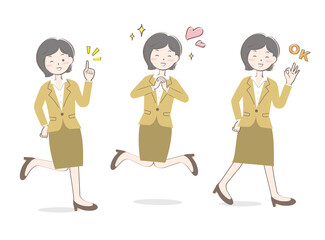 元気なスーツ姿の女性　バリエーション