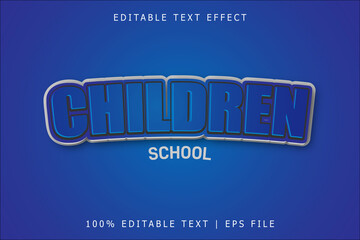 Children school editable Text effect 3 Dimension emboss simple style