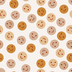 Cute retro style - smiley face, happy face print pattern, seamless repeat, repeat pattern file