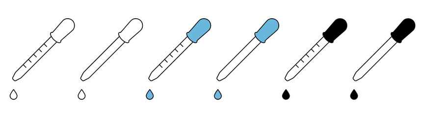 Set of Dropper Pipette Icons. Stock Vector