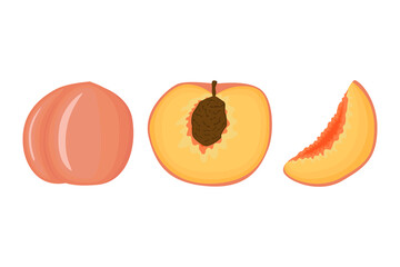 Sweet peach vegan fruit vector flat isolated illustration
