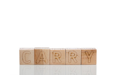 Naklejka premium Wooden cubes with letters carry on a white background