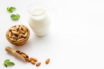 Vegan non dairy drink - sweet almond milk with nuts