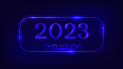 2023 Happy New Year neon background