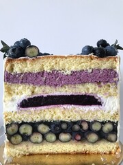 blueberry cake isolated on white