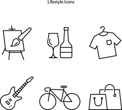 lifestyle line icons. Vector illustration on white background, pictogram for sport lifestyle.