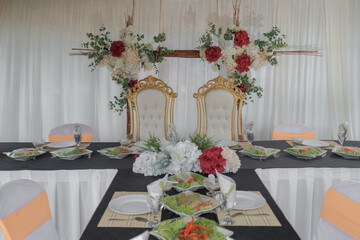 Table setting at a wedding reception. Selective Focus.