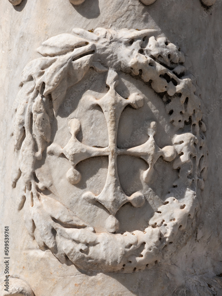 Wall mural pisan or occitan cross, symbol of the medieval republic of pisa