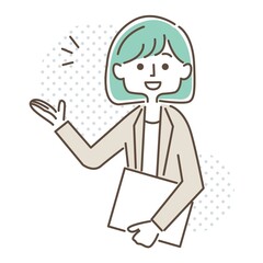 笑顔で対応する女性会社員 上半身