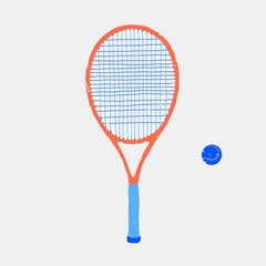 A Tennis rocketette and a ball. Flat design