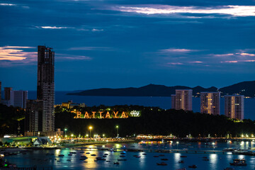 Pattaya Thailand May 2022, sunset Pattaya Thailand skyline of the city with hotels and skyscrapers. 