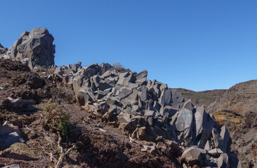 Vulkanismus auf La Palma, Basalt Mineralien beim Roque de los Muchachos