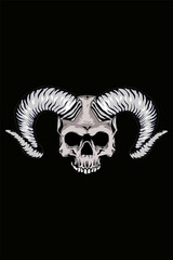 Skull with horn vector illustration